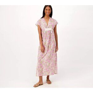 Destination 365 Dress Size Small Printed V Neck Short Sleeve Floral White Boho